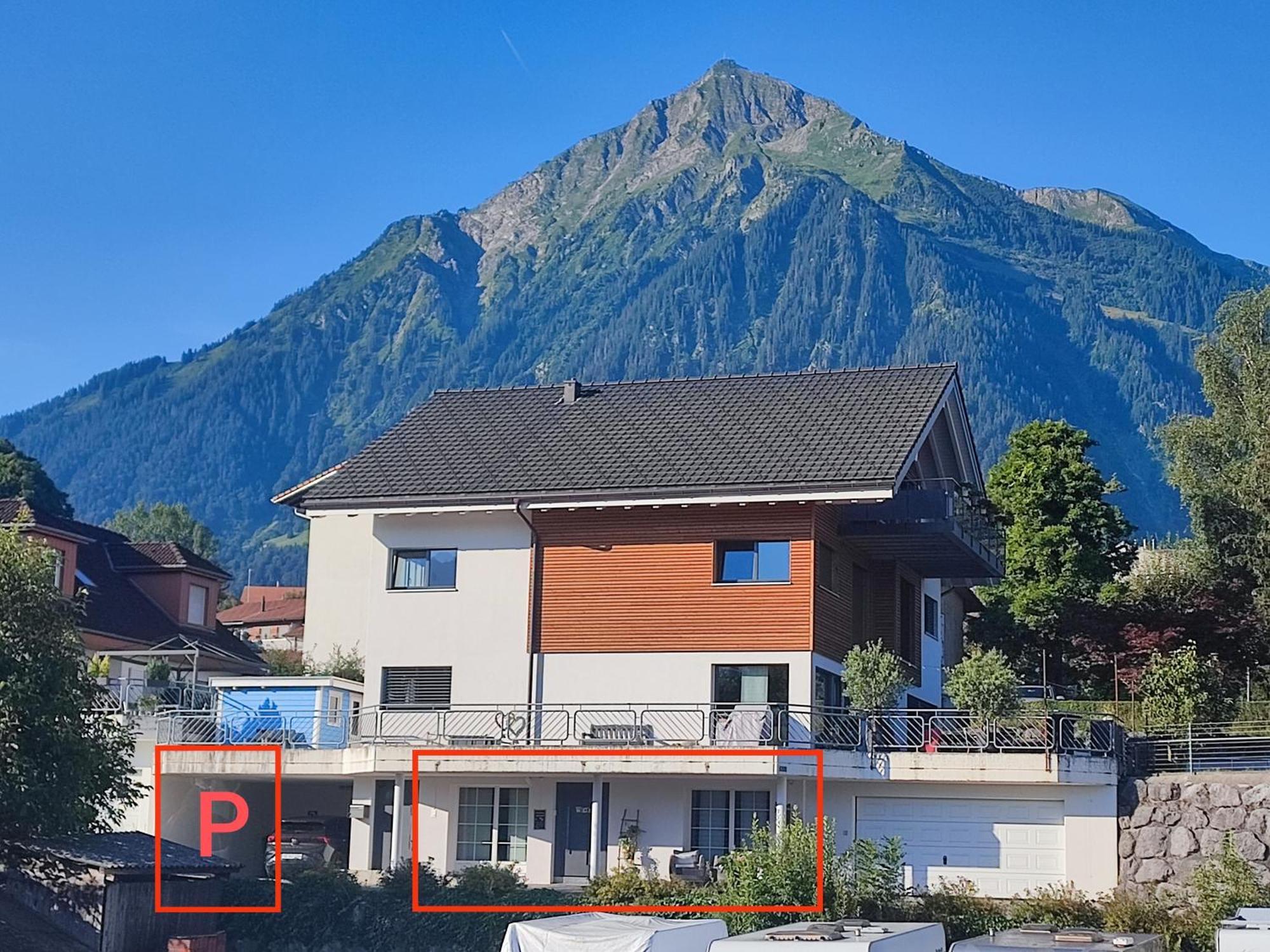 Kleine Auszeit - 2-Zimmer Ferienwohnung Spiez Exterior foto